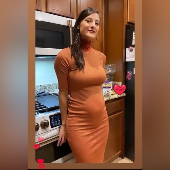 Orange Maternity Midi Dress - Picture 2 of 2